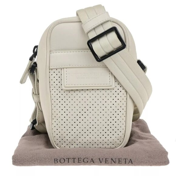 BOTTEGA VENETA Logo Mini Shoulder Bag Leather White Made in Italy